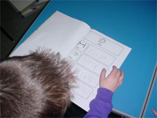 Pupil with worksheet